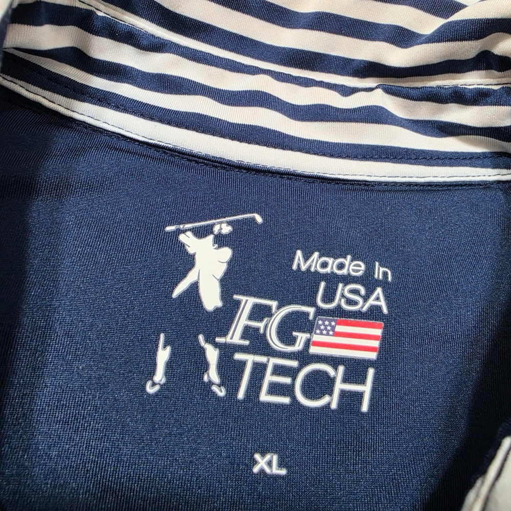 Gulph Mills Golf Club Polo XL Navy White Stripe USA Made FG Tech Shirt - Picture 4 of 7